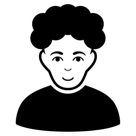 Brunet Man vector icon. Flat black symbol. Pictogram is isolated on a white background. Designed for web and software interfaces.のイラスト素材