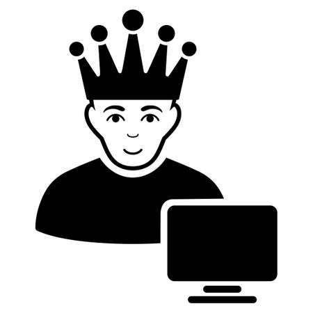 Computer Moderator vector icon. Flat black symbol. Pictogram is isolated on a white background. Designed for web and software interfaces.のイラスト素材