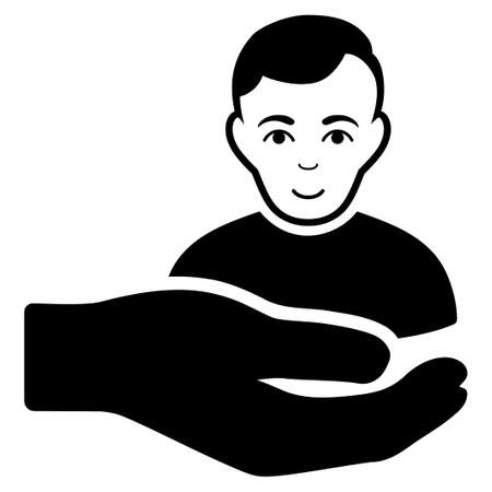 Customer Support Hand vector icon. Flat black symbol. Pictogram is isolated on a white background. Designed for web and software interfaces.のイラスト素材