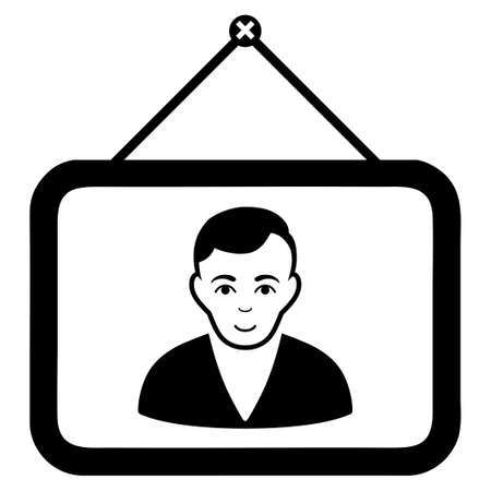 Man Portrait vector icon. Flat black symbol. Pictogram is isolated on a white background. Designed for web and software interfaces.のイラスト素材