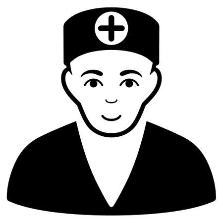 Medic vector icon. Flat black symbol. Pictogram is isolated on a white background. Designed for web and software interfaces.のイラスト素材