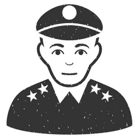 Army General grainy textured icon for overlay watermark stamps. Flat symbol with dirty texture. Dotted vector gray ink rubber seal stamp with grunge design on a white background.のイラスト素材