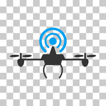 Wifi Repeater Drone vector pictogram. Illustration style is flat iconic bicolor blue and gray symbol on a transparent background.のイラスト素材