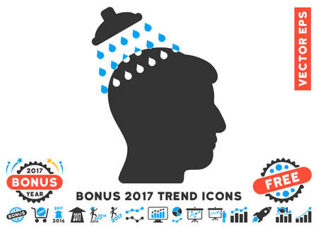 Blue And Gray Head Shower pictograph with bonus 2017 trend images. Vector illustration style is flat iconic bicolor symbols, white background.のイラスト素材