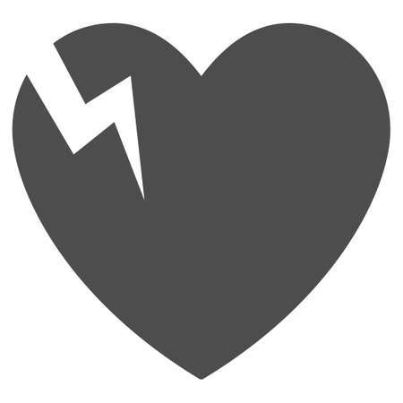 Heart Crack vector icon. Flat gray symbol. Pictogram is isolated on a white background. Designed for web and software interfaces.のイラスト素材