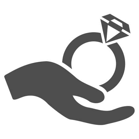 Wedding Ring Offer Hand vector icon. Flat gray symbol. Pictogram is isolated on a white background. Designed for web and software interfaces.のイラスト素材
