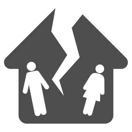 Divorce House vector icon. Flat gray symbol. Pictogram is isolated on a white background. Designed for web and software interfaces.のイラスト素材