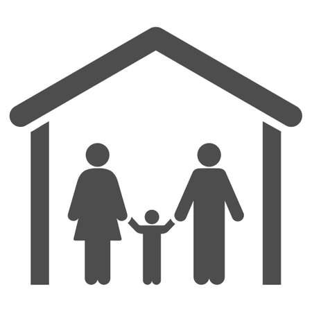 Family Cabin vector icon. Flat gray symbol. Pictogram is isolated on a white background. Designed for web and software interfaces.のイラスト素材
