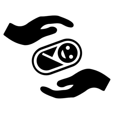 Newborn Care Hands glyph icon. Flat black symbol. Pictogram is isolated on a white background. Designed for web and software interfaces.の写真素材