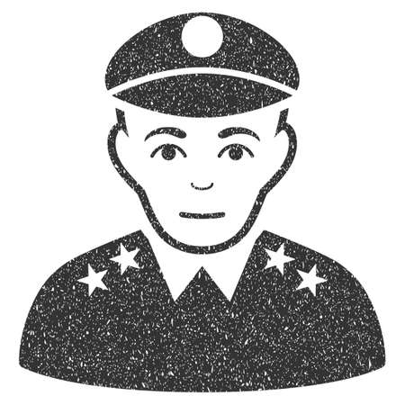 Army General grainy textured icon for overlay watermark stamps. Flat symbol with scratched texture. Dotted glyph gray ink rubber seal stamp with grunge design on a white background.の写真素材