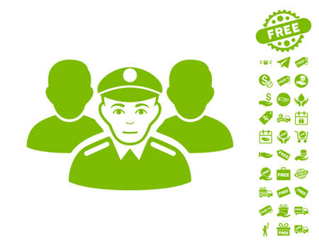Army Team icon with free bonus clip art. Vector illustration style is flat iconic symbols, eco green color, white background.のイラスト素材