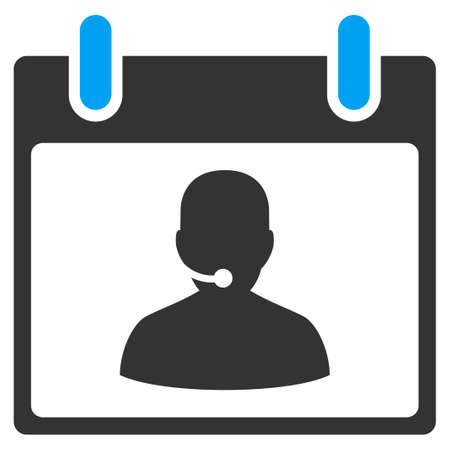 Call Center Manager Calendar Day glyph toolbar icon. Style is bicolor flat icon symbol, blue and gray colors, white background.の写真素材