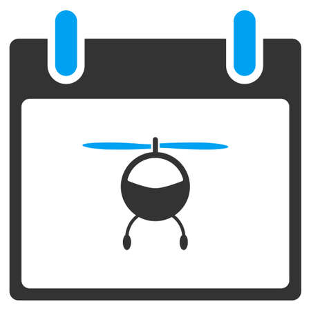 Helicopter Calendar Day vector toolbar icon. Style is bicolor flat icon symbol, blue and gray colors, white background.のイラスト素材