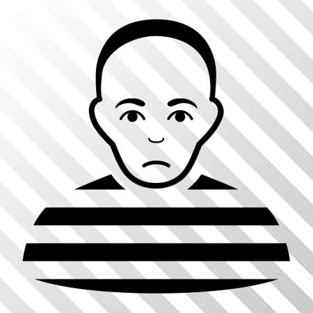 Black Prisoner interface toolbar icon. Vector pictogram style is a flat symbol on diagonally hatched transparent background.のイラスト素材