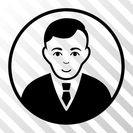 Black Rounded Gentleman toolbar icon. Vector pictograph style is a flat symbol on diagonally hatched transparent background.のイラスト素材