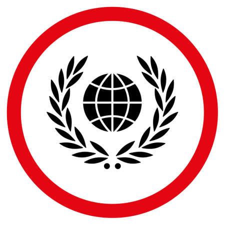 Global Emblem vector bicolor rounded icon. Image style is a flat icon symbol inside a circle, intensive red and black colors, white background.のイラスト素材