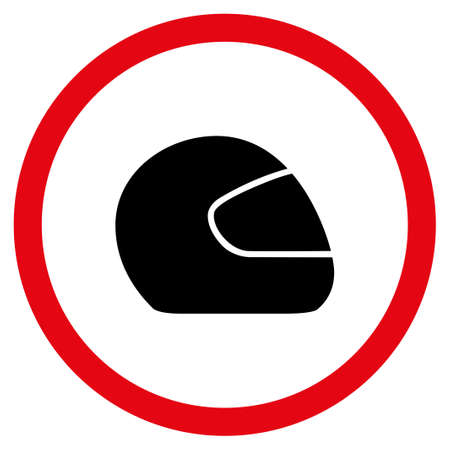 Motorcycle Helmet vector bicolor rounded icon. Image style is a flat icon symbol inside a circle, intensive red and black colors, white background.のイラスト素材