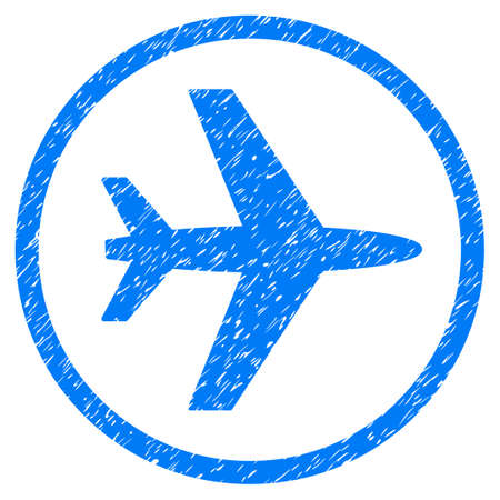 Airport grainy textured icon for overlay watermark stamps. Flat symbol with unclean texture. Dotted vector blue ink rubber seal stamp with grunge design on a white background.のイラスト素材