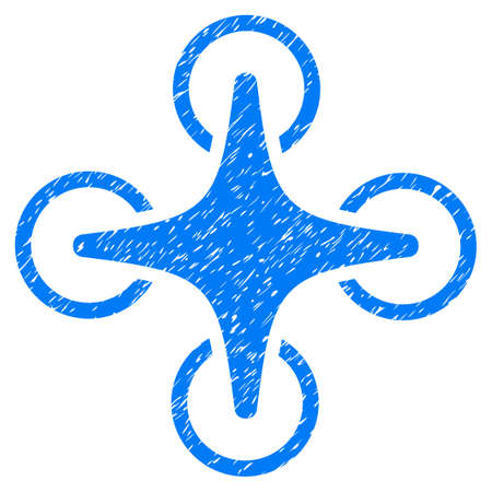 Nanocopter grainy textured icon for overlay watermark stamps. Flat symbol with dust texture. Dotted vector blue ink rubber seal stamp with grunge design on a white background.のイラスト素材