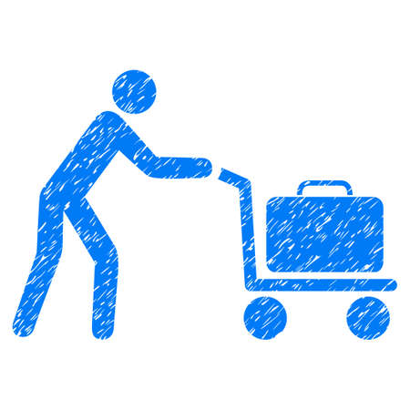 Passenger Trolley grainy textured icon for overlay watermark stamps. Flat symbol with scratched texture. Dotted vector blue ink rubber seal stamp with grunge design on a white background.のイラスト素材