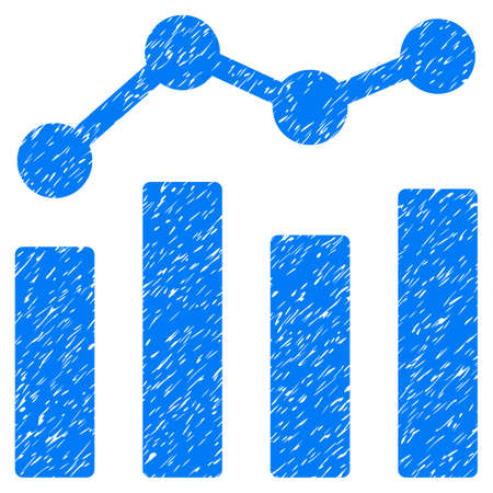 Charts grainy textured icon for overlay watermark stamps. Flat symbol with dirty texture. Dotted vector blue ink rubber seal stamp with grunge design on a white background.のイラスト素材