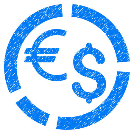 Currency Diagram grainy textured icon for overlay watermark stamps. Flat symbol with unclean texture. Dotted vector blue ink rubber seal stamp with grunge design on a white background.のイラスト素材