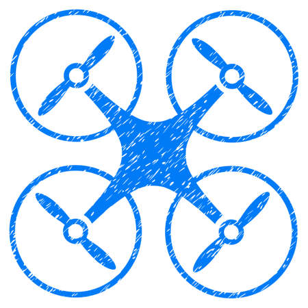 Copter grainy textured icon for overlay watermark stamps. Flat symbol with scratched texture. Dotted vector blue ink rubber seal stamp with grunge design on a white background.のイラスト素材