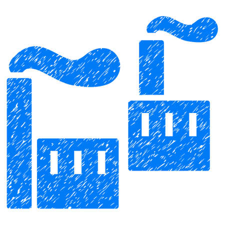 Smoking Industry grainy textured icon for overlay watermark stamps. Flat symbol with dust texture. Dotted vector blue ink rubber seal stamp with grunge design on a white background.のイラスト素材