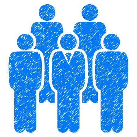 Staff grainy textured icon for overlay watermark stamps. Flat symbol with dirty texture. Dotted vector blue ink rubber seal stamp with grunge design on a white background.のイラスト素材