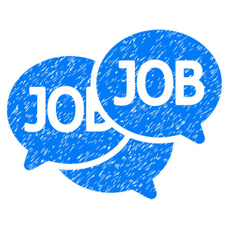 Labor Market grainy textured icon for overlay watermark stamps. Flat symbol with dust texture. Dotted vector blue ink rubber seal stamp with grunge design on a white background.のイラスト素材