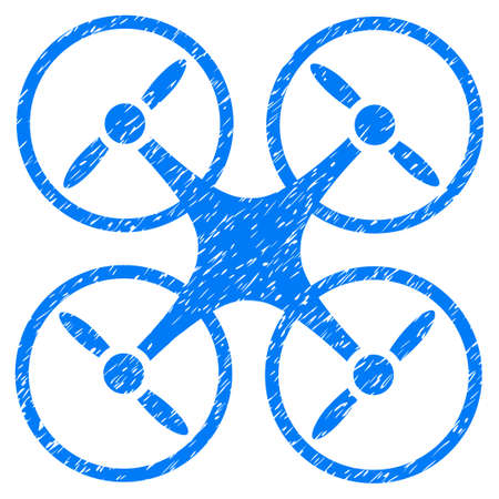 Nanocopter grainy textured icon for overlay watermark stamps. Flat symbol with scratched texture. Dotted vector blue ink rubber seal stamp with grunge design on a white background.のイラスト素材