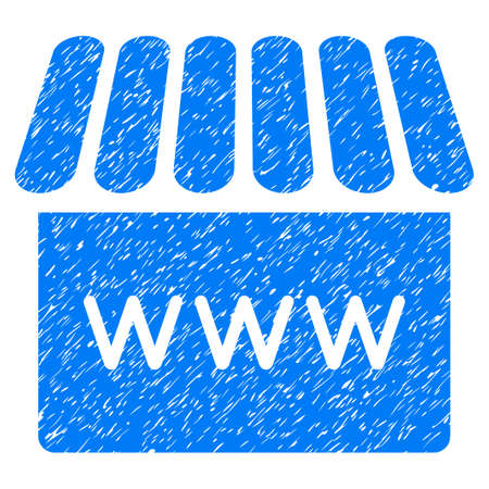 Webstore grainy textured icon for overlay watermark stamps. Flat symbol with scratched texture. Dotted vector blue ink rubber seal stamp with grunge design on a white background.のイラスト素材