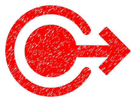 Logout grainy textured icon for overlay watermark stamps. Flat symbol with dirty texture. Dotted glyph red ink rubber seal stamp with grunge design on a white background.の写真素材