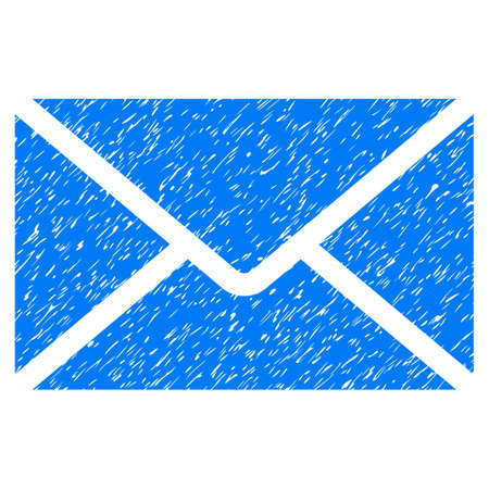 Mail Envelope grainy textured icon for overlay watermark stamps. Flat symbol with dust texture. Dotted vector blue ink rubber seal stamp with grunge design on a white background.のイラスト素材