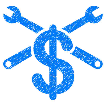 Service Price grainy textured icon for overlay watermark stamps. Flat symbol with unclean texture. Dotted vector blue ink rubber seal stamp with grunge design on a white background.のイラスト素材