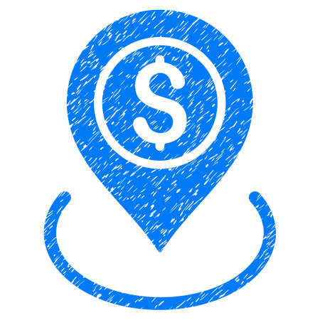 Bank Place grainy textured icon for overlay watermark stamps. Flat symbol with scratched texture. Dotted vector blue ink rubber seal stamp with grunge design on a white background.のイラスト素材