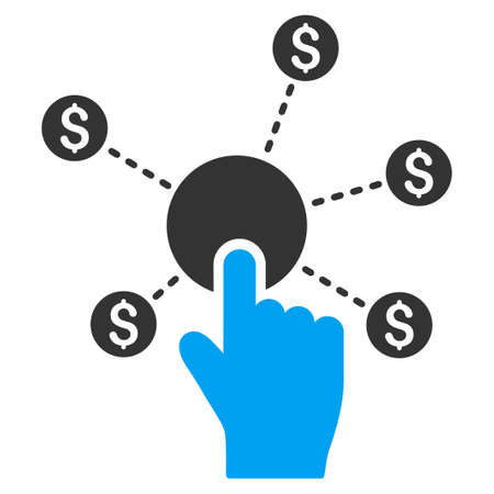 Click Financial Network vector icon. Flat bicolor blue and gray symbol. Pictogram is isolated on a white background. Designed for web and software interfaces.のイラスト素材