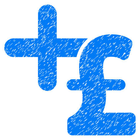 Medicine Pound Price grainy textured icon for overlay watermark stamps. Flat symbol with scratched texture. Dotted vector blue ink rubber seal stamp with grunge design on a white background.のイラスト素材