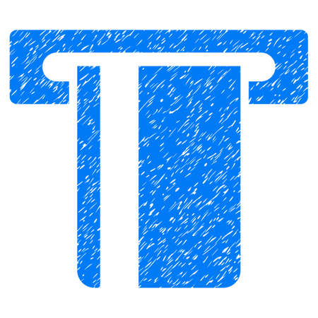 ATM Terminal grainy textured icon for overlay watermark stamps. Flat symbol with unclean texture. Dotted vector blue ink rubber seal stamp with grunge design on a white background.のイラスト素材
