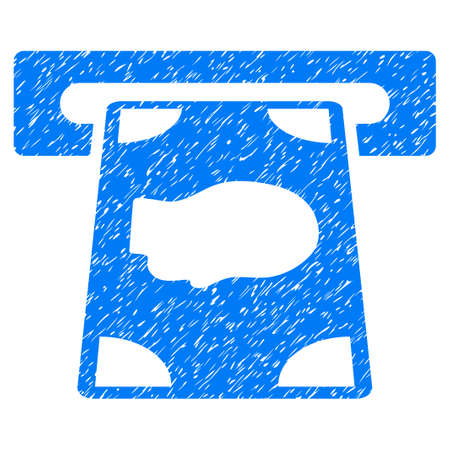 Cashpoint grainy textured icon for overlay watermark stamps. Flat symbol with dust texture. Dotted vector blue ink rubber seal stamp with grunge design on a white background.のイラスト素材