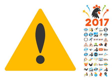 Warning icon with bonus 2017 new year clip art. Vector illustration style is flat iconic symbols,modern colors.のイラスト素材