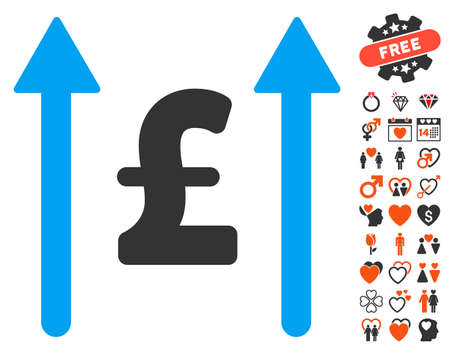 Send Pound icon with bonus decoration symbols. Vector illustration style is flat iconic symbols for web design, app user interfaces.のイラスト素材