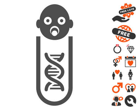 Baby Genetic Analysis icon with bonus decoration pictograph collection. Vector illustration style is flat iconic elements for web design, app user interfaces.のイラスト素材