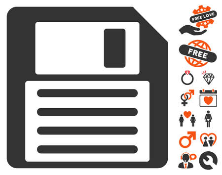 Floppy pictograph with bonus passion graphic icons. Vector illustration style is flat iconic symbols for web design, app user interfaces.のイラスト素材