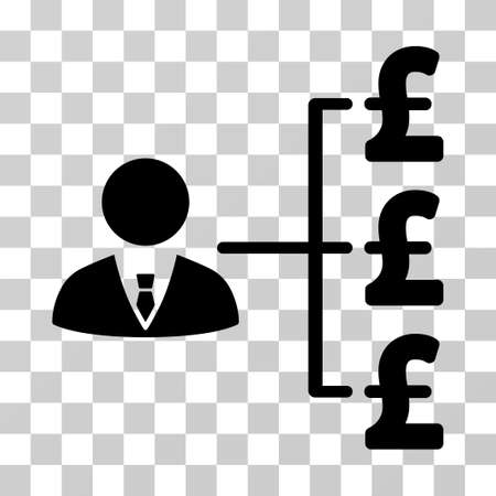 Banker Pound Payments vector pictogram. Illustration style is a flat iconic black symbol on a transparent background.のイラスト素材