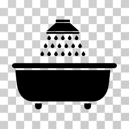Bath Shower vector pictogram. Illustration style is a flat iconic black symbol on a transparent background.のイラスト素材