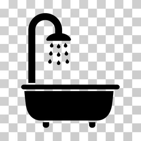 Bath Shower vector pictograph. Illustration style is a flat iconic black symbol on a transparent background.のイラスト素材