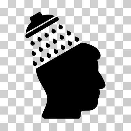 Brain Shower vector pictograph. Illustration style is a flat iconic black symbol on a transparent background.のイラスト素材