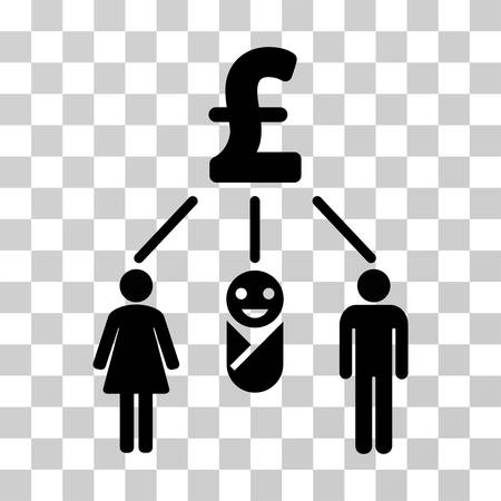 Family Pound Budget vector pictogram. Illustration style is a flat iconic black symbol on a transparent background.のイラスト素材