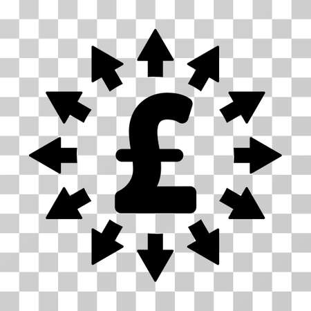 Pound Distribution vector pictogram. Illustration style is a flat iconic black symbol on a transparent background.のイラスト素材
